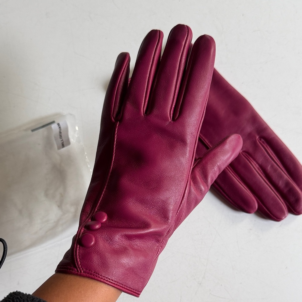 Women's Leather Dress Gloves - Wine Pink